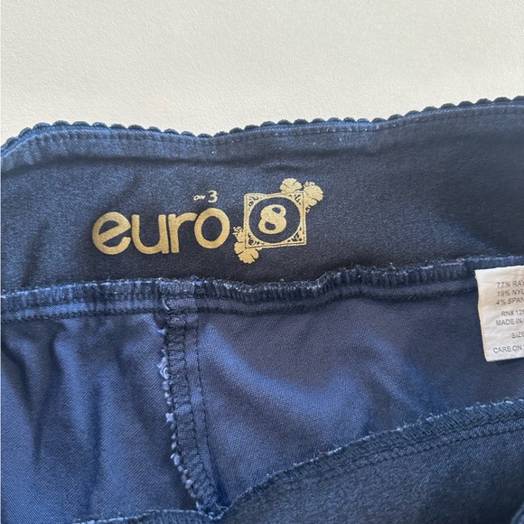 Euro Womens Sz 8 The Culture Pull On Scalloped Waist Straight Leg Pants Trousers - Picture 5 of 9